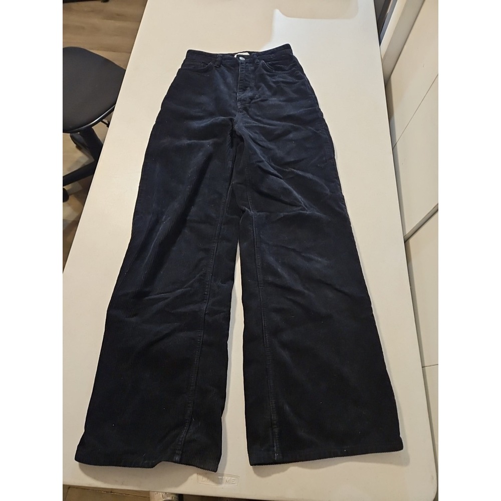 Corduroy Wide Leg Subdued Size 4 Pants Y2K Small‎ Black Jeans (A1254)